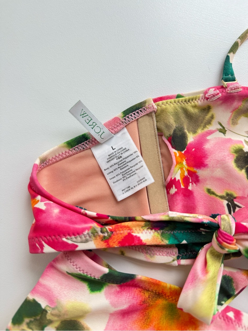 J. Crew Pink and Green Floral Bandeau Bikini Set - Picture 3 of 5